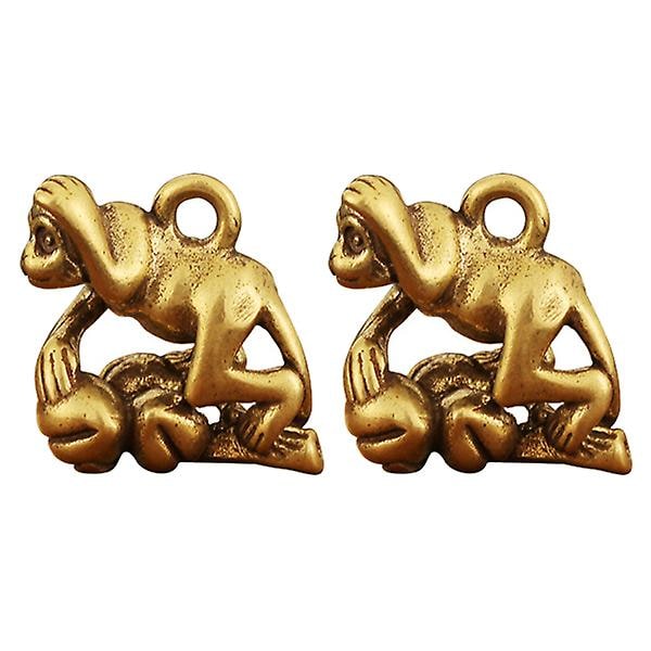 2stk Monkey Modeling Pynt gør det selv nøglering vedhæng Unikt messinghåndværk