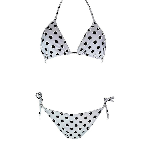 Kvinnor Sexig Bikinithong Set Vadderade Push Up Badkläder Polka Dot White M