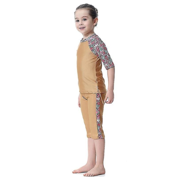 Børn Piger Islamisk Muslim Badetøj Modest Burkini Camel 7-8 Years