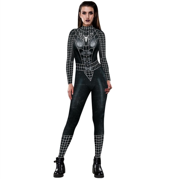 Halloween Spiderman Iron Man-bodysuit for kvinner M Black