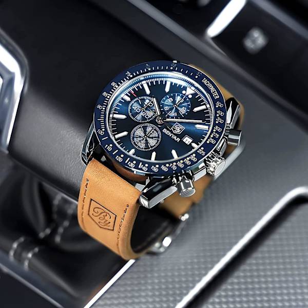 Herrklockor Herr Chronograph Date Analog Quartz Movement Snygg Sport Designer Watch 30m Vattentät Elegant present till män
