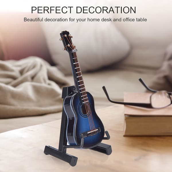 Miniatyr Klassisk Gitarr Modell Mini Trägitarr Skrivbordsdekoration Prydnad Blå