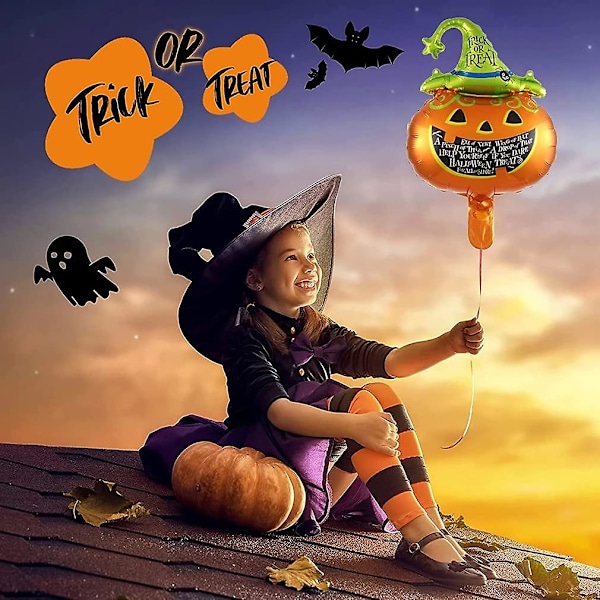 9-pak Halloween folieballoner Sort Spider Cat Ghost Bat