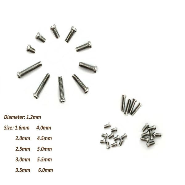 1,6 mm til 6,0 mm Små Ur Krydsskruer Armbåndsur Tilbehør i Rustfrit Stål