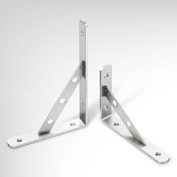 250 mm fällbara hyllor i rostfritt stål, fällbar vägghylla, triangulär stödram, för bord, bänkar och hyllor