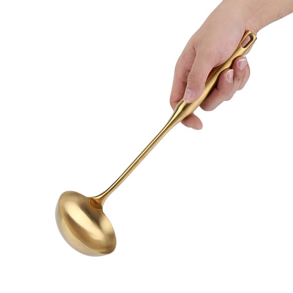 Suppeske i rustfrit stål, guld, køkkenredskab