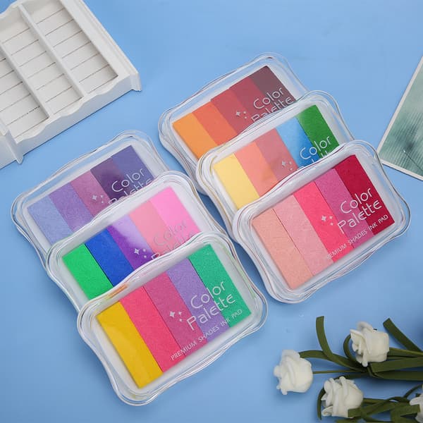 6st Gradient Bläckdyna Giftfri Handavtrycksstämpeldyna DIY Manuell Stämpelbläckdyna