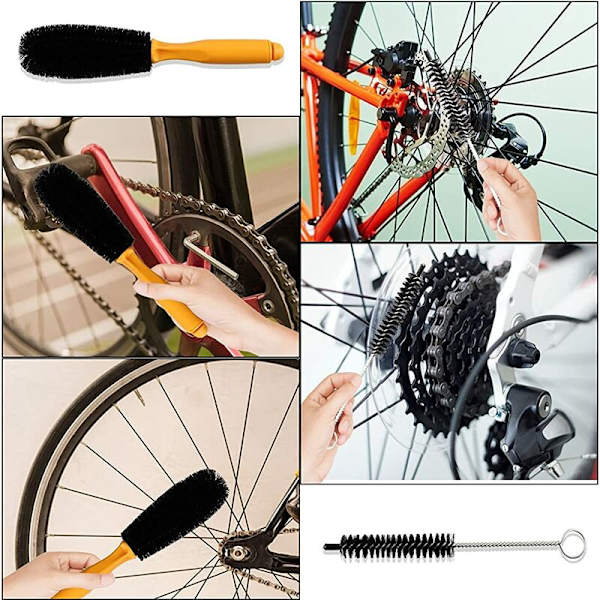 Cykelrensesæt 8-delt cykelrensesæt med børste og kæderens til kæder/håndsving/dæk/tandhjul Egnet til værktøj