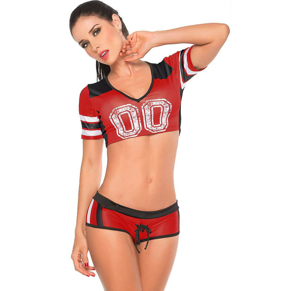 Kvinders sexet cheerleader outfit Voksen Fantasy Rollespil Fodboldtrøje Kostume Erotisk lingeri Fodbold Pige Cosplay dragt Red