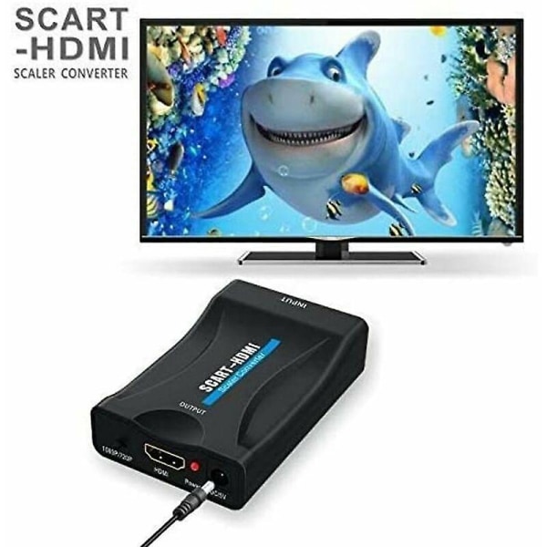 Scart til HDMI-adapter, 1080p Scart til HDMI-SCART-konverter med usb-strømkabel til tilslutning af set-top-boks, dvd-afspiller, stb-boks