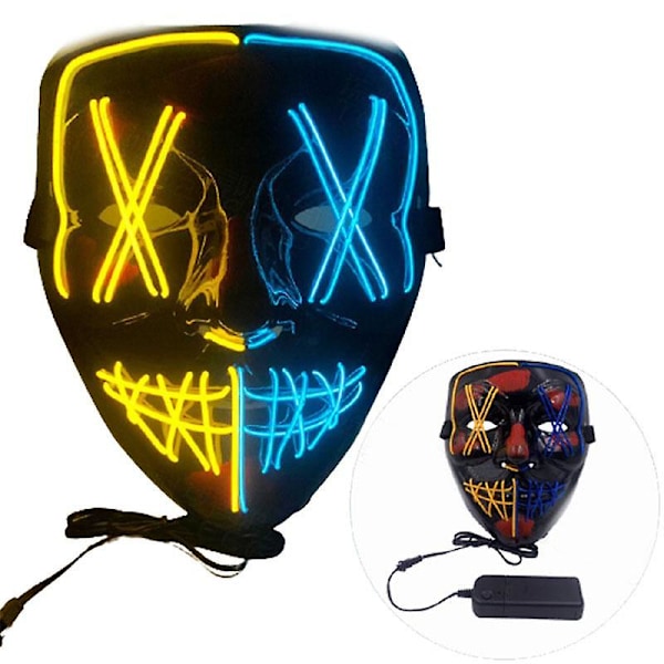 Ryd filmen Halloween LED lysende maske karnevalsfest Yellow blue