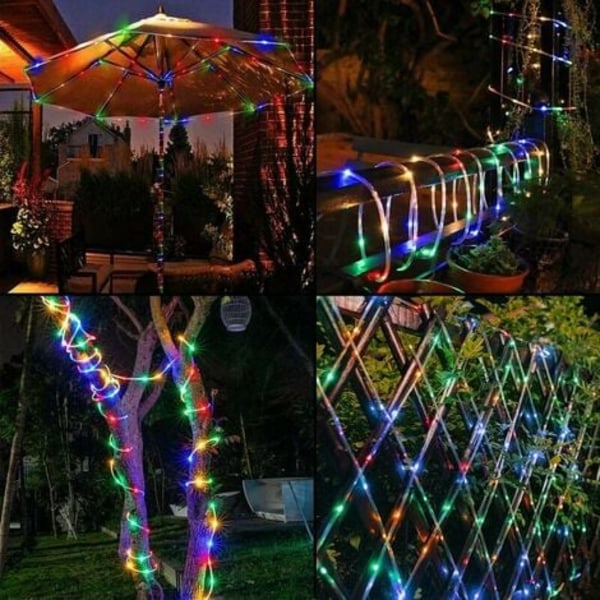20M Solar String Lights, monivärinen 200 LED PVC-valoputki ulkona IP68 vedenpitävä lomajuhliin uudenvuoden joulu