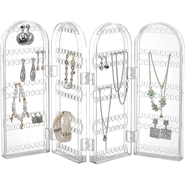 Ørering stander Klar plast øreringe display stand 4 døre 240 huller ørering opbevaring holder til øreringe Armbånd halskæder