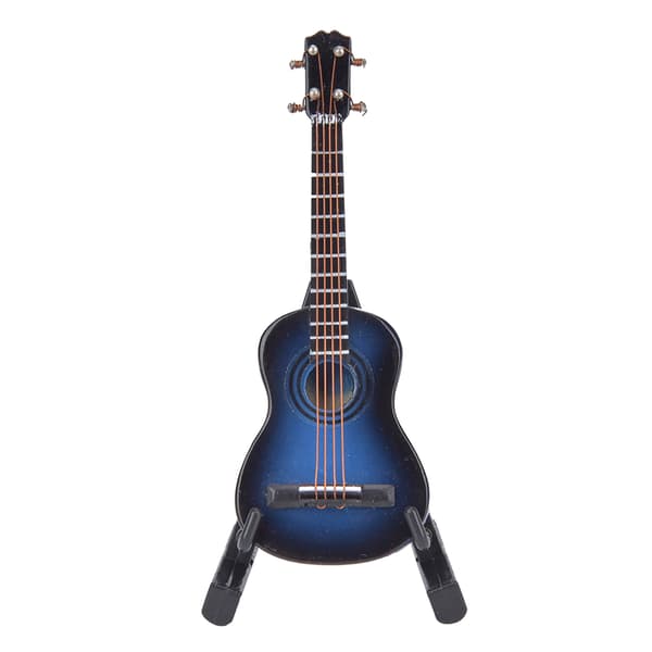 Miniatyr Klassisk Gitarr Modell Mini Trägitarr Skrivbordsdekoration Prydnad Blå