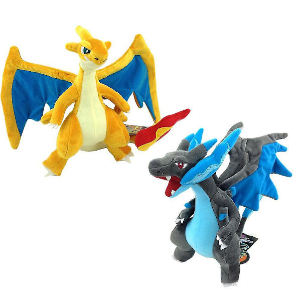2x Mega Charizard X Y Fire Dragon Plyschleksak Gosedjur Figur 9&quot; A