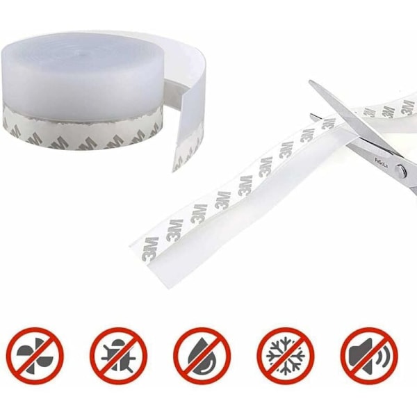 10 stycken självhäftande tätningslist för dörrar och fönster, ljud- och vattentät list för dörrtätning - 35 mm semipermeabel