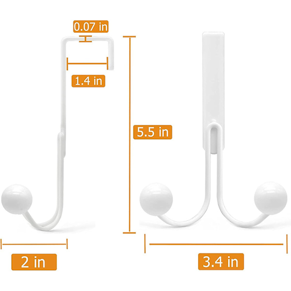 4-pack över dörrkrokar för kläder, metall över dörrhängare 2 krokar över dörrkrokar för att hänga kappa/väska/rock/mössa/scarf
