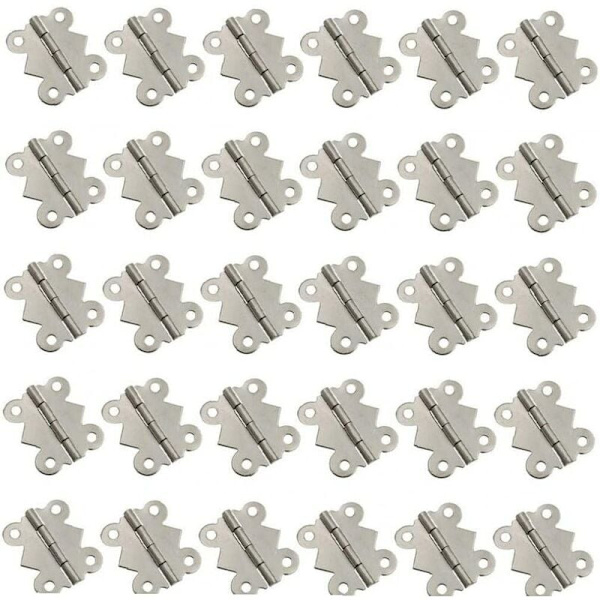 30 kpl G64 valkoinen nikkeli 24 * 21mm ulkopuolelta 90 asteen pakkaussarana, kodin huonekaluille, oville ja ikkunoille jne.