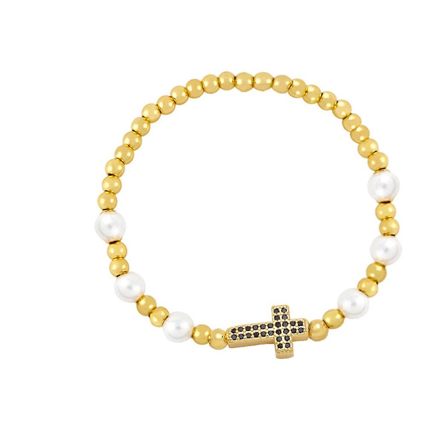 Armband Vintage Zircon Cross Modesmycken Ac8969 Blue