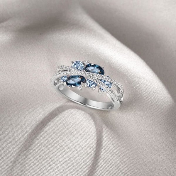 Naisten sormus X muotoinen Cubic Zirkonia koru Vintage Bright Kiiltosormus päivittäiseen käyttöön US 7