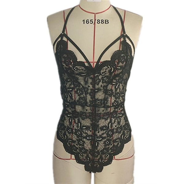 Kvinner Sexy Se Through Lace Undertøy Bodysuit Natttøy S