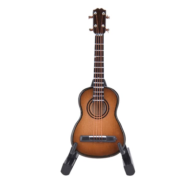 Miniatyr Klassisk Gitarr Modell Mini Trägitarr Skrivbordsdekoration Prydnad Kaffe