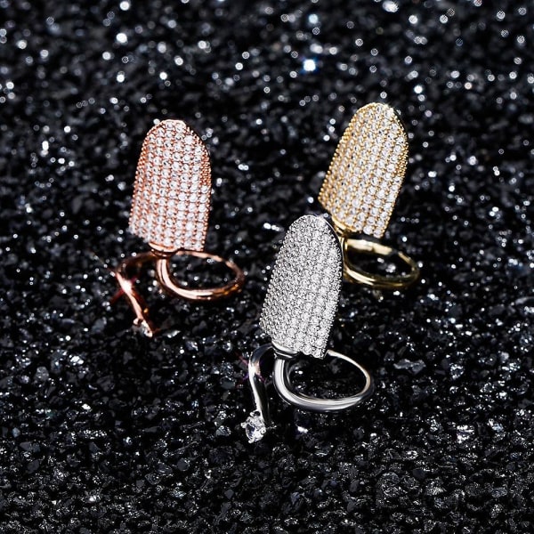 Neglering til kvinder Guld Sølvfarve Ring Iced Out Aaa Micro Pave Justerbar Ring Hip Hop Smykkegave