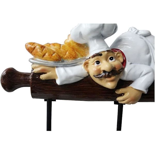 Fet Kock Inredning Söt Hem Kök Restaurang Bageri Dekorativ Kock Med Bröd Figurin Väggkrokar Ugnshandskar/mössa/ cap/rock/förkläde Väggmonterad Rackkrok