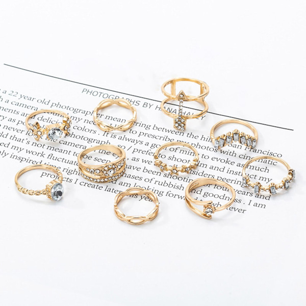 10 st Hollow Star Bohemia Creative Rings Flower Geometry Strassringar Smycketillbehör