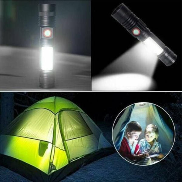 Taskulamppu LED-taskulamppu USB -ladattava Tehokas sotilaallinen COB-lamppu Kannettava zoomattava taskulamppu autotallityöpajaan Campin
