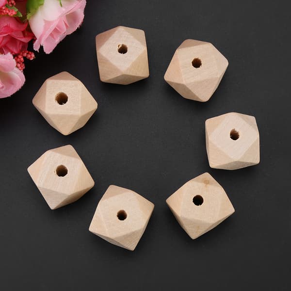 20 mm oavslutade träpärlor - 50 st, DIY geometriska polyedertillbehör