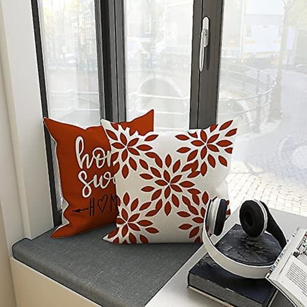 Ycoll tyynynpäälliset, 4 set tyynynpäällistä koristeelliset tyynynpäälliset 45*45cm Gebranntes Orange