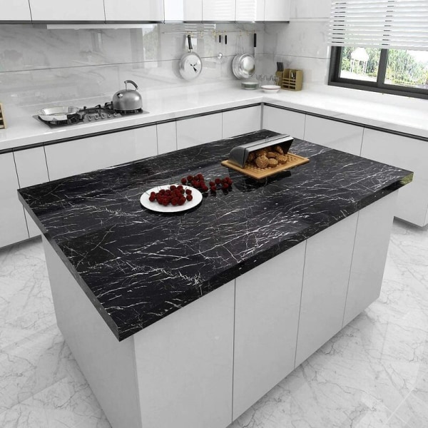 Black Marble Wallpaper Peel and Stick Wallpaper 23.6&quot;&times; 197&quot; Selvklebende avtagbar Vinyl Vanntett Con