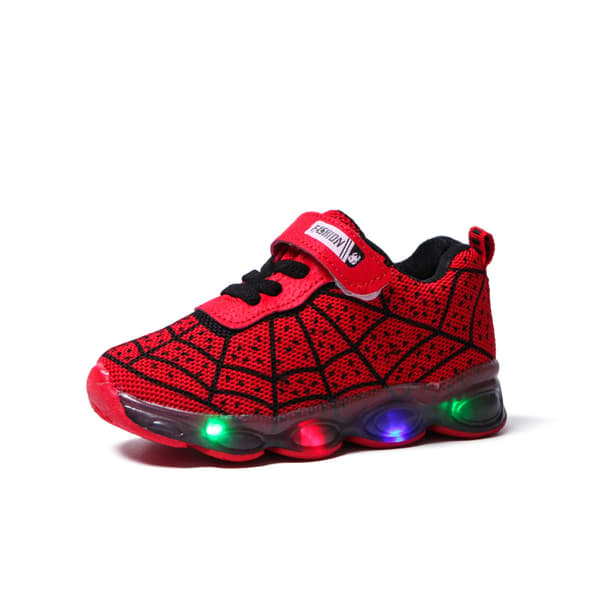 Barnas sportssko Spiderman lysende sportssko for gutter LED lysende sko størrelse 32