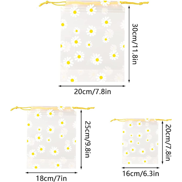 Little Daisy 6-pack förvaringsväskor med dragsko, bekväma multifunktionella genomskinliga frostad plast Vattentäta förvaringspåsar för underkläder, handdukar, strumpor, T