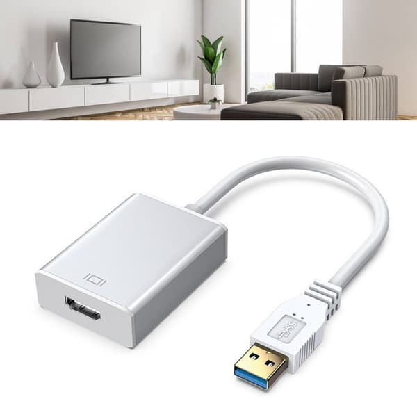 USB 3.0 til HDMI-adapter 5 Gbps 1080p HD PC-skjermadapter Sølv