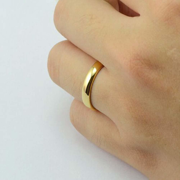 Muoti Unisex hieno kiillotuskupoli ruostumattomasta teräksestä sormus hääkorut Rose Gold US 11