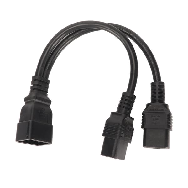 Universal Strømkabel Splitter C19 til C20 32cm for Skrivebordslampe LCD-skjerm
