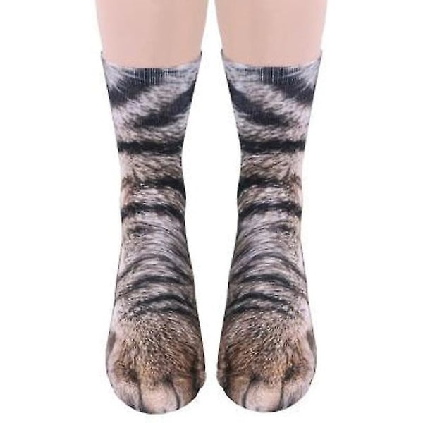 3d morsomme unisex elastiske sokkertrykk Animal Paw Feet Crew Sokker Cat