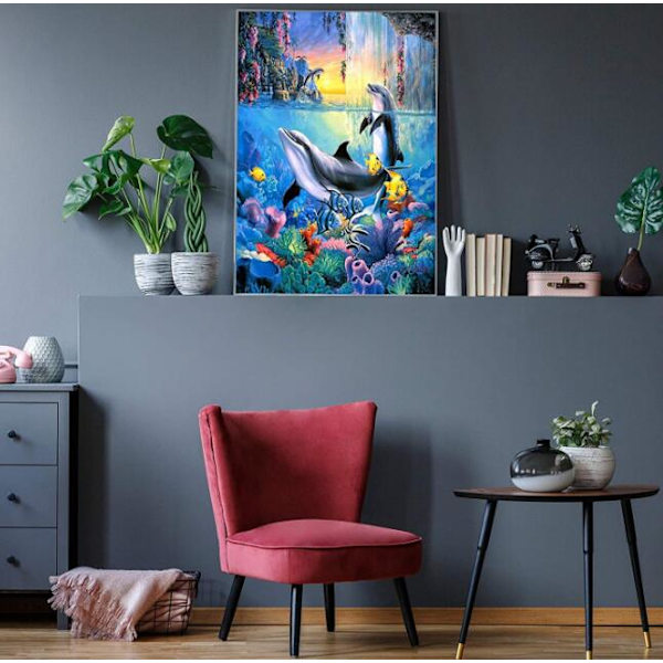 Delfiinien ja diamond painting (30x40cm)