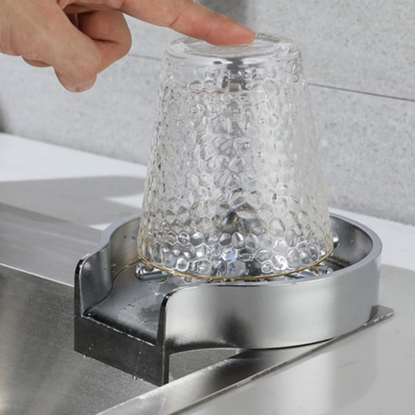 1 sett koppvasker 360 graders rengjøring Rustfast rustfritt stål glasskoppvasker Kranhodeskyllemiddel til hjemmet
