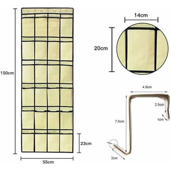 24 gitter beige fuld non-woven hjemmelomme opbevaringstaske sko hængende taske