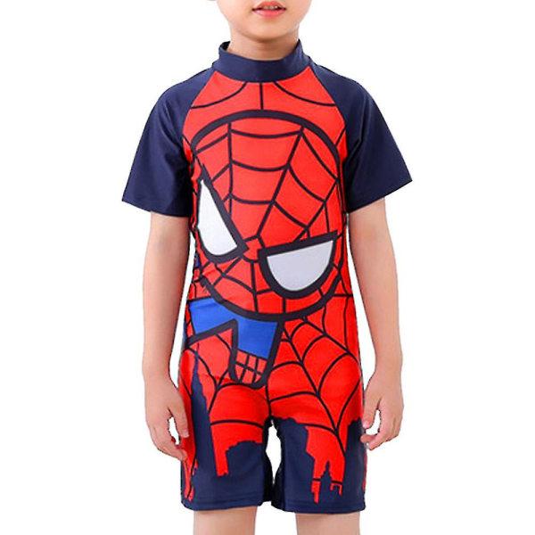 børn Drenge 3d Badedragt The Avengers Superhelte Helt Jumpsuit Badetøj Spiderman - A 6-8 Years