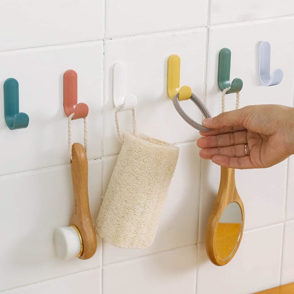12st självhäftande färgglada krokar, självhäftande badrumsväggkrokar Handdukshängare Kök Kontorsklädhängare Handdukskrokar för barn