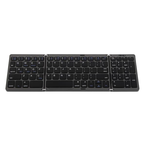 Bluetooth Tastatur Triple Fold Trådløs Multi Enhed til Laptop Tablet Telefon Grå Sort
