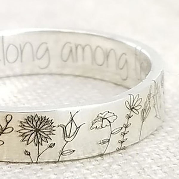 Finger Ring Blommor Mönster Utsökt Legering Lovers Bokstäver Maskros Ring För Dating US 9