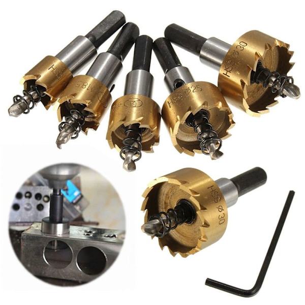Kit 16-30 mm Hss 5 borrskär Hålsåg Hål Bekvämt kobolt 6542 höghastighetsstål，