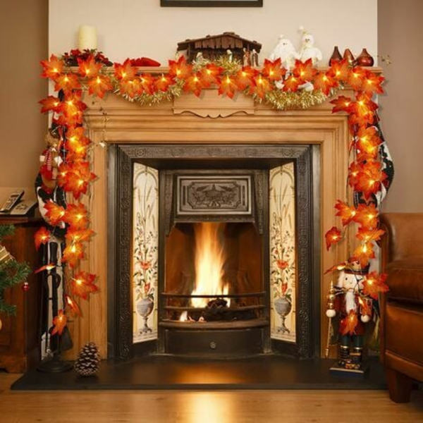 styck höstdekoration, 2M 20LED Leaf Fall Deco String Lights, Halloween Decoration String Lights Batteridriven för Ha