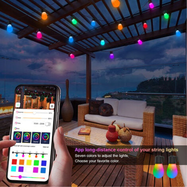 15M utomhus slingor med LED IP65 vattentät, dekoration utomhus String Lights， Fjärrkontroll