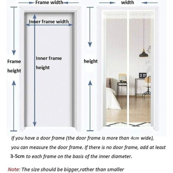 Anti-insekt automatisk lukkende magnetisk myggenet 120x220 cm (47x87 tommer)